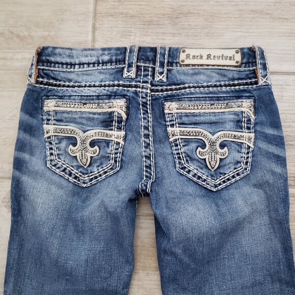 Rock Revival Phyllis Easy Skinny Jeans Women's‎ Silver Studded Low Rise Look 26 - Picture 3 of 11